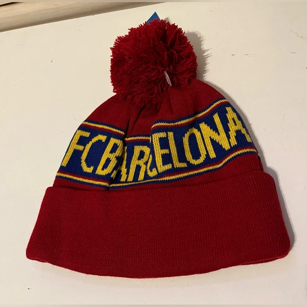 Barcelona Soccer beanie winter pom Pom hat Futbol FCB Barcelona Spain unisex